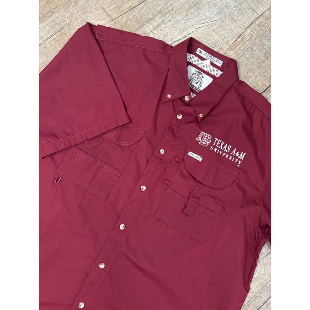 Tiger Hill Texas A&M University Fishing Shirt Mens 2XL Tall Maroon Performance